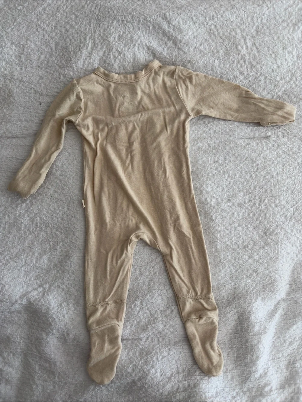 Neutral Beige Baby One-Piece Zipper Footed Sleepsuit